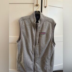 Vineyard Vines Men's Mountain Sweater Fleece Vest Medium in Gray Preppy Office